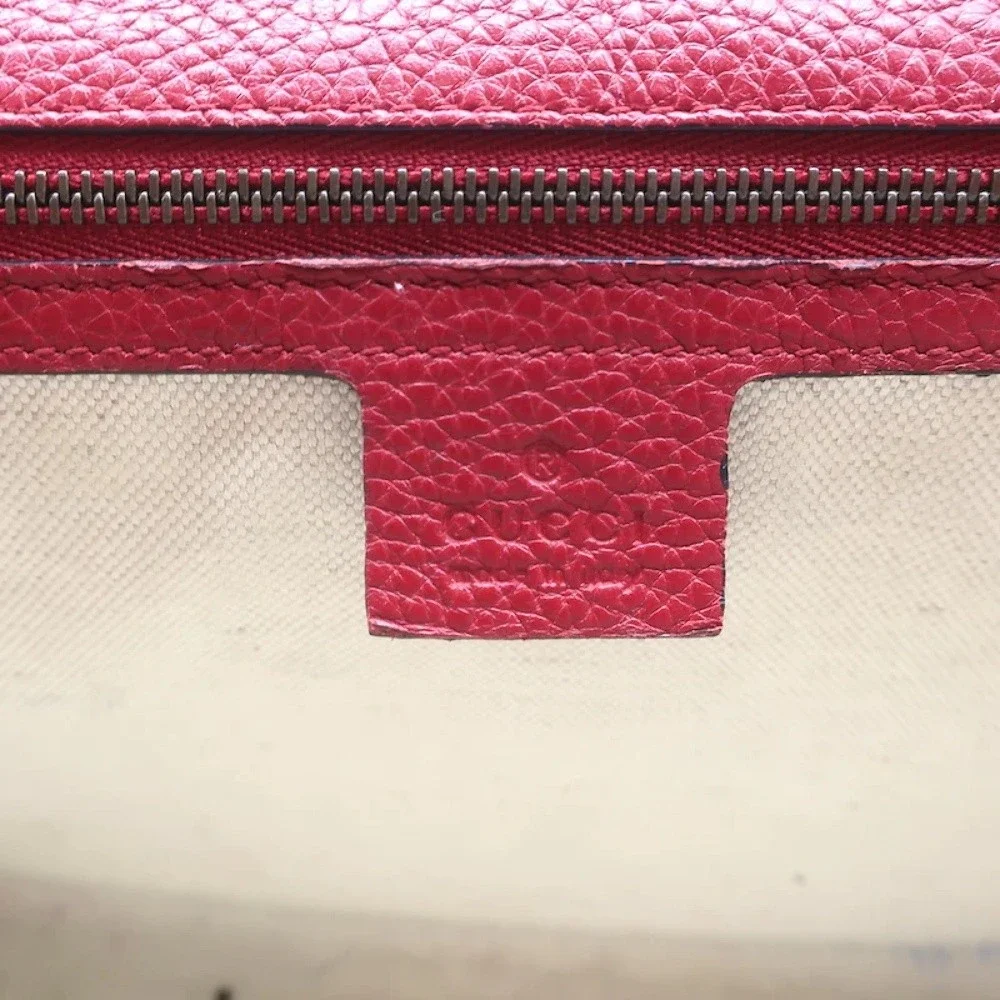 Gucci GG Marmont Small Top Handle Bag Red Grained Leather Crossbody - Picture 10 of 12